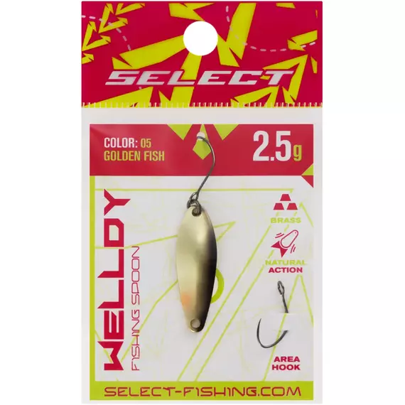 Блешня Select Welldy 2.5g 31mm #05 Golden Fish, Вага блешні: 2.5, Колір блешні: #05 Golden Fish, фото , изображение 2